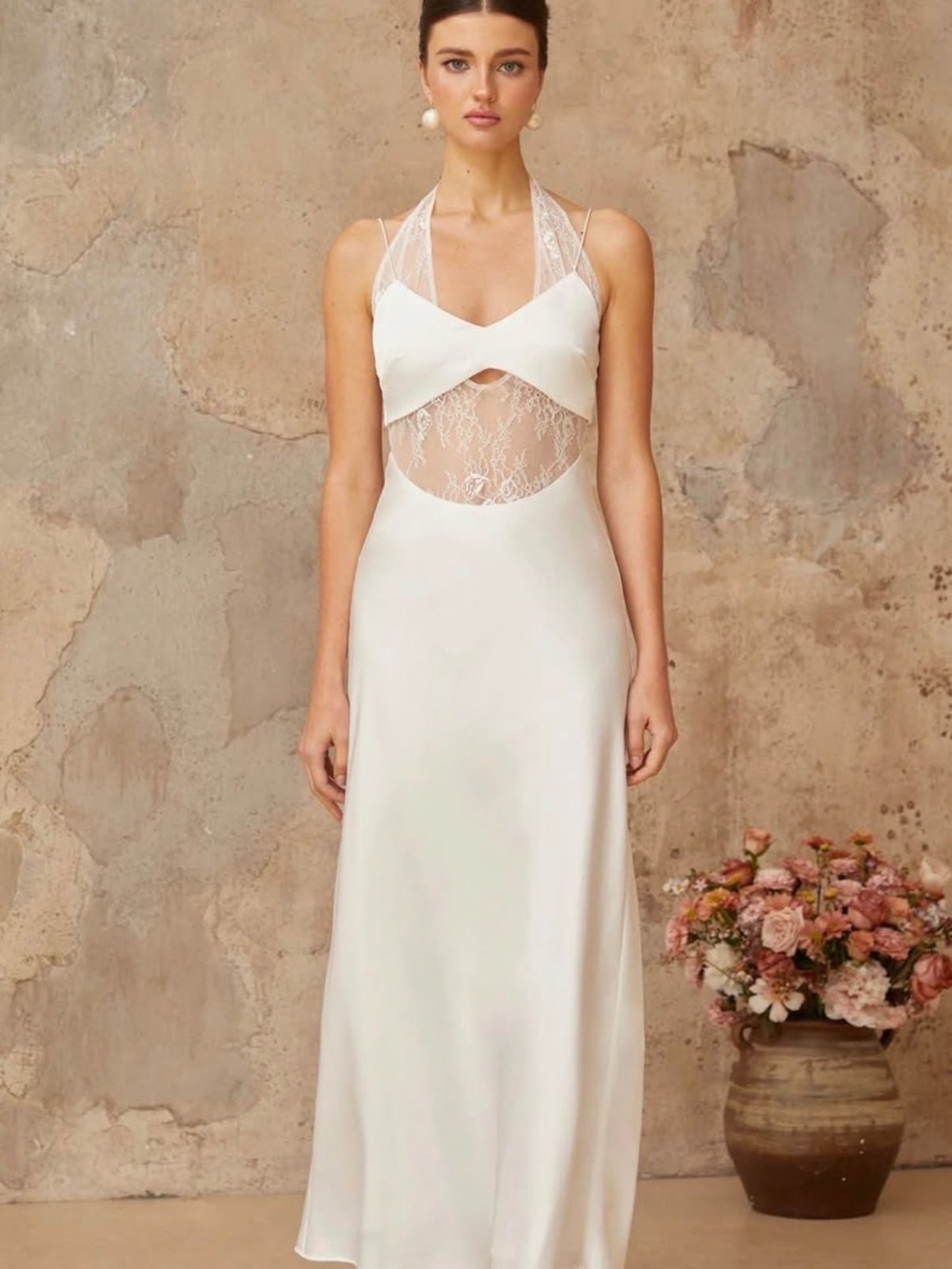 Miss Rosier Ivory Halter Dress